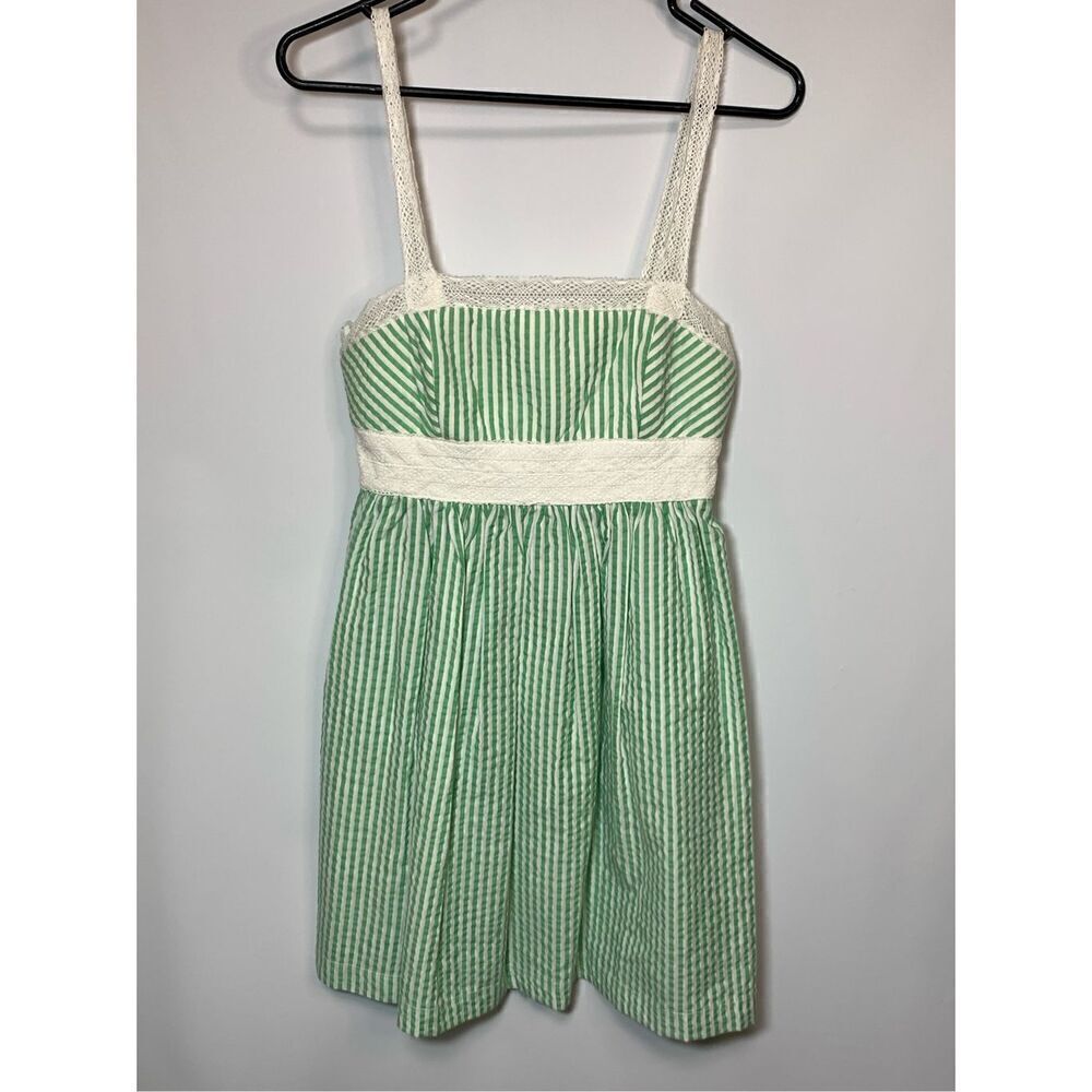 Jodi Kristopher Women's Striped Tie Waist Sleeveless Mini Dress Green Size 5
